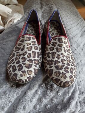 Rothy's Leopard Print Flats with Red Trim